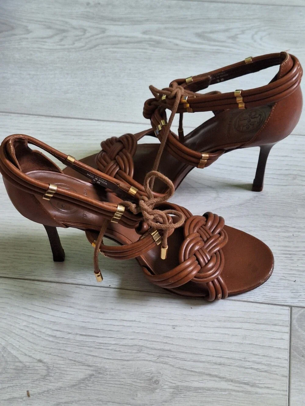 Tory Burch Audrianna Brown Leather heels 9 M